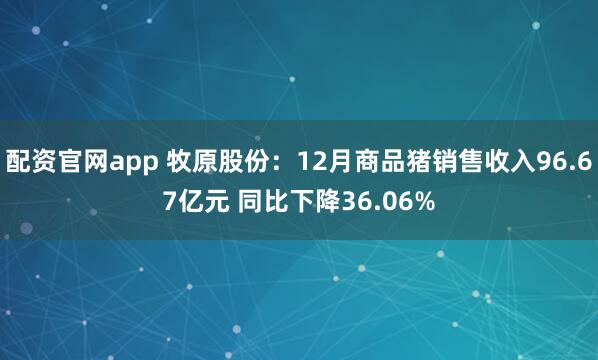 配资官网app 牧原股份：12月商品猪销售收入96.67亿元 同比下降36.06%